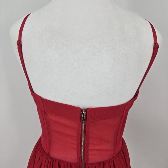 ERIN Fetherston Red Corset Bodice Chiffon Skirt Removable Straps Size 8 - Picture 7 of 10
